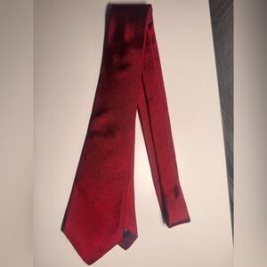 Barneys New York Men’s Tie 100% Silk Red Burgundy Blue Dotted Pattern